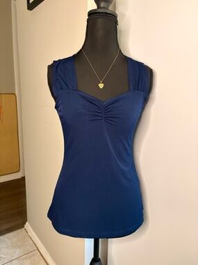 Vintage Suzie Navy Ruched Front Tank Top